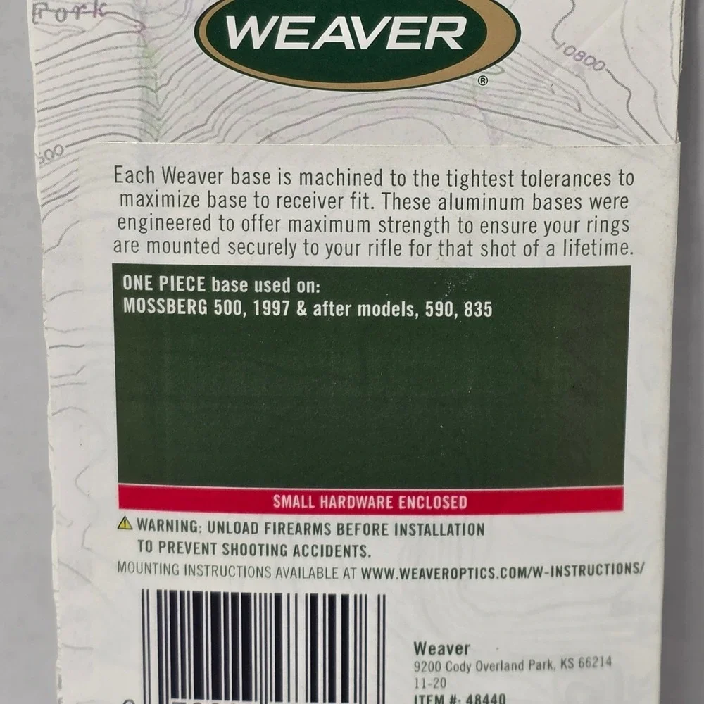 Weaver 417M Classic Aluminum Top Mount Base Mossberg 500 590 835 Matte 48440*